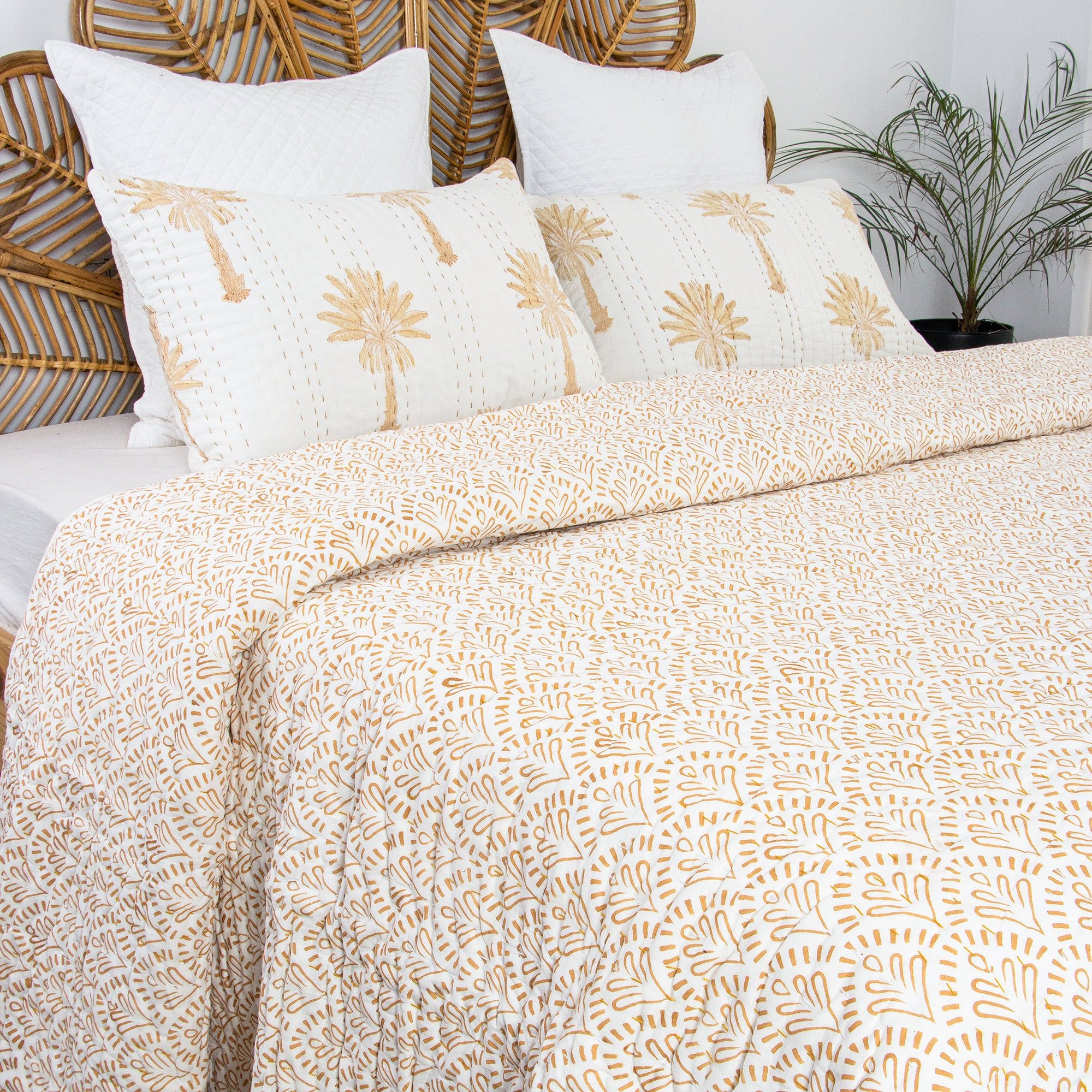 Voile Cotton Block Print Kantha Quilt